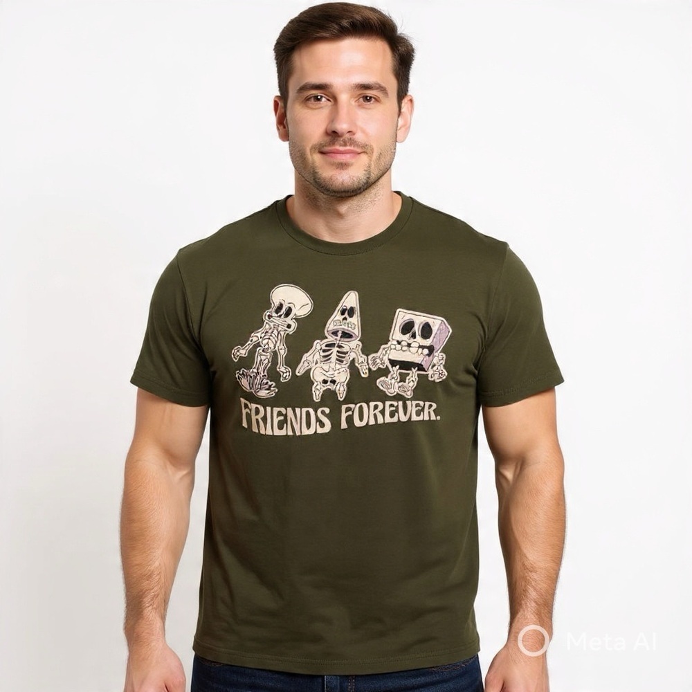Nickelodeon SpongeBob Friends Forever Skeleton Graphic Tee Men’s XL